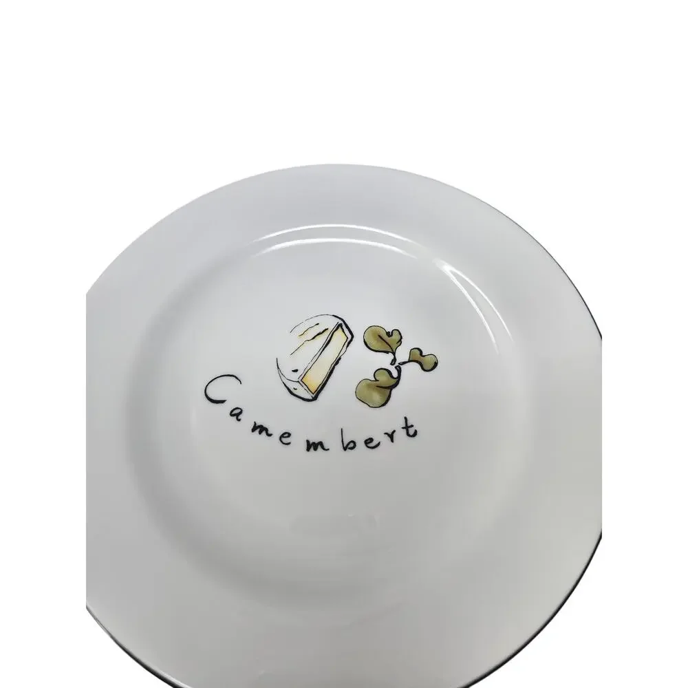 NEW Pottery Barn Cheese 4 Cocktail Plates Ceramic 2003 Gouda Brie Hosting Y2K